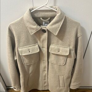 Zara Beige Wool Jacket - Size M